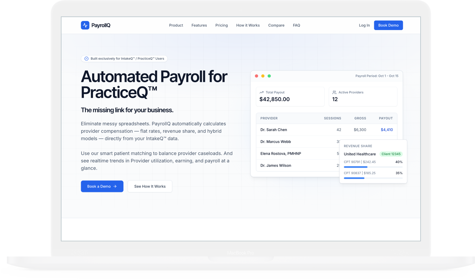 Payroll automation dashboard on a laptop
